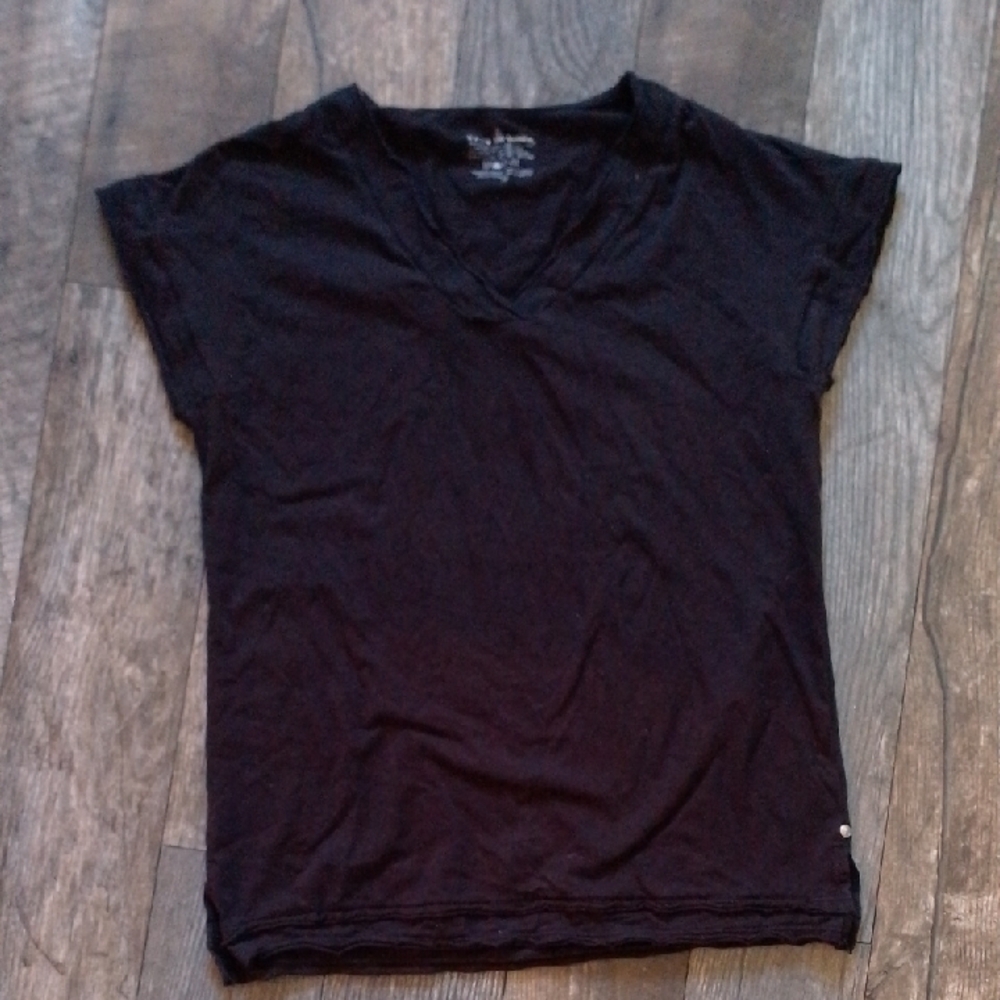Neon Buddha Black V neck Cotton Shirt